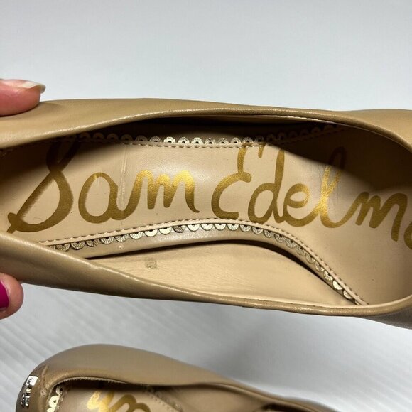 Sam Edelman Womens Pump Stiletto High Heels Solid Tan Leather Pointed Toe - Picture 12 of 14